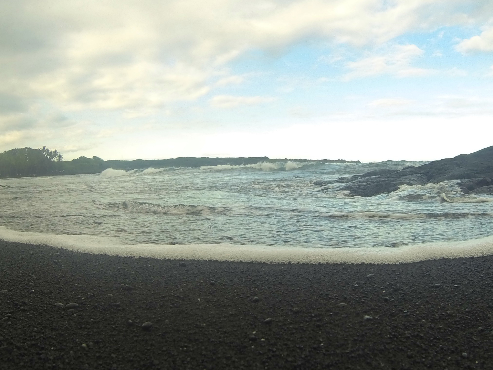 The Famous Black Sand Beach On The Big Island Of Hawaii