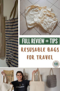 A reusable bags review to share my experience ditching plastic bags and swapping to reusable shopping bags for travel and groceries and produce bags.